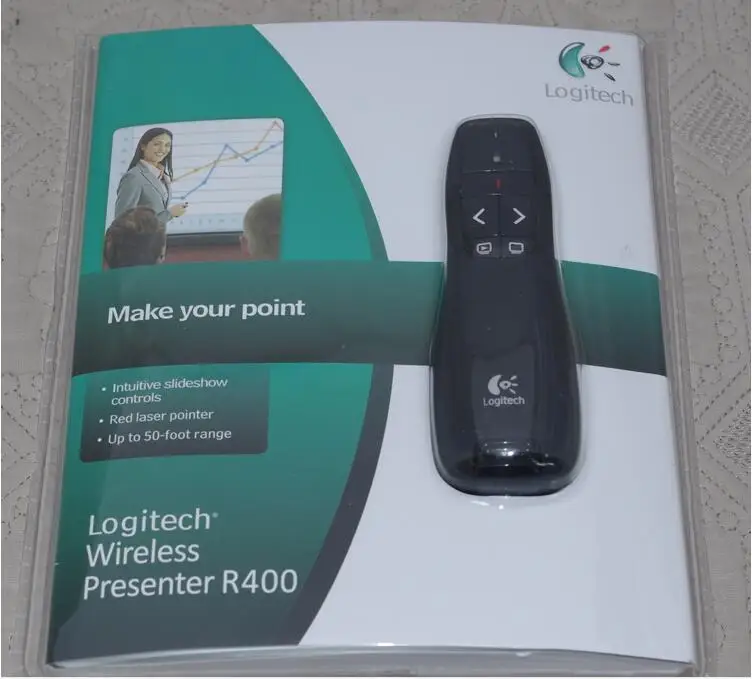 AAA-2,4 ГГц беспроводной USB logitech R400 удаленного Управление перелистывания страниц red Лазерные указки Pen презентации страницу-токаря