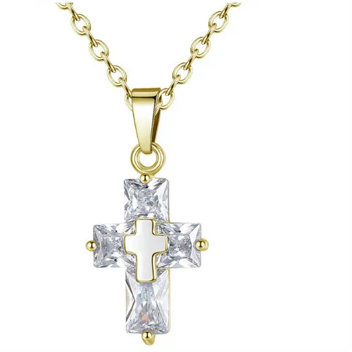 Ювелирное ожерелье Крест Христианский крест циркон кулон религиозная, христианская символ христианское ожерелье для мужчин
