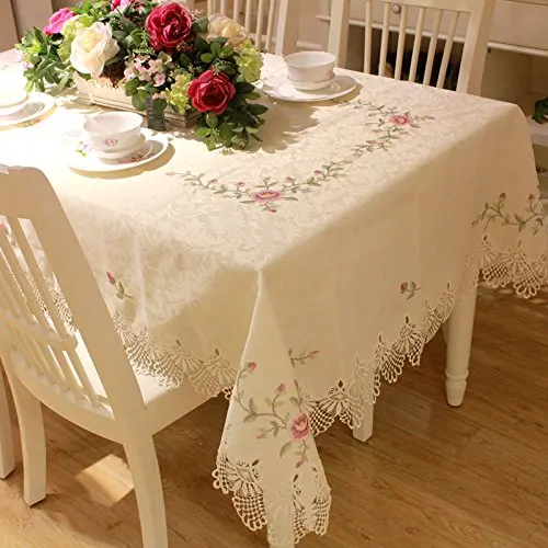 

Designer Round Lace Tablecloth,Brand 100% Handmade Embroidery Table Cloth,Modern American Rustic Floral Table Cover