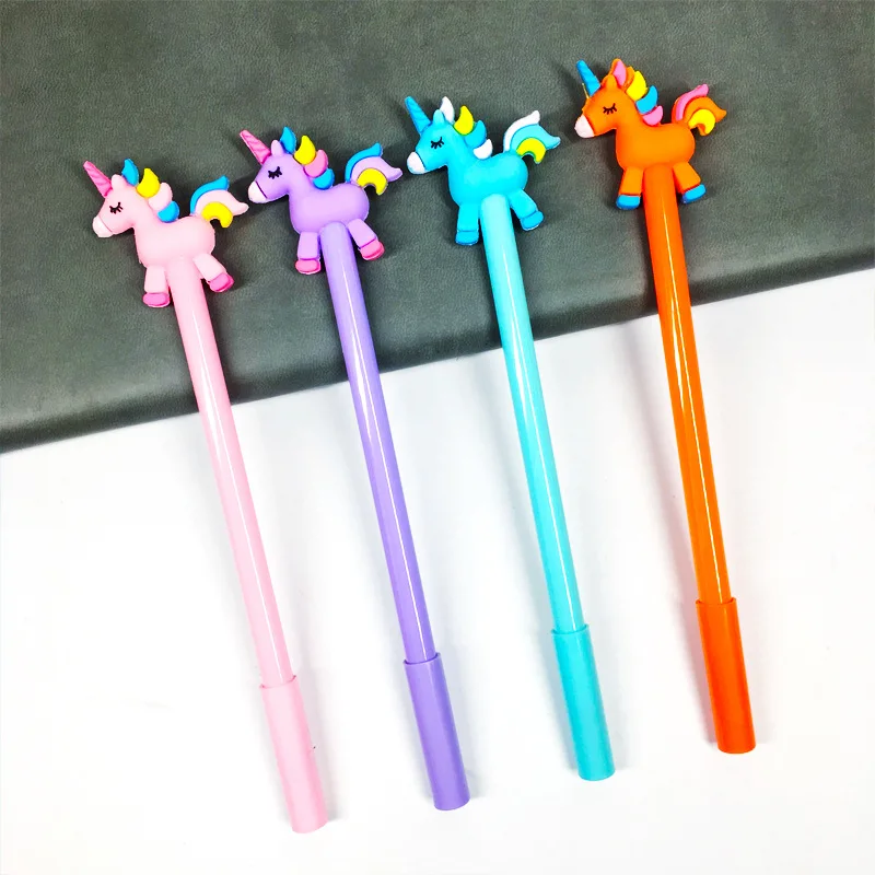

2 pcs/lot Running Unicorn gel pen Cute animal 0.5mm black ink Neutral pens school writing supplies Stationery Promotional gift