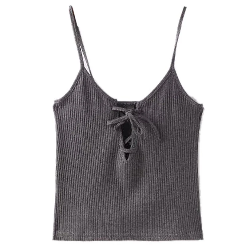 

Chest lacing pure Color loop vest camisole