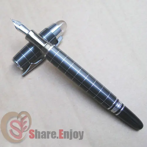 Перьевая ручка средней длины BAOER 79 черный и серебристый в клетку|baoer 79|fountain pen