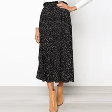 Модные женские юбки с принтом, плотные винтажные повседневные ретро юбки с высокой талией и цветочным принтом, длинная юбка до середины икры, одежда