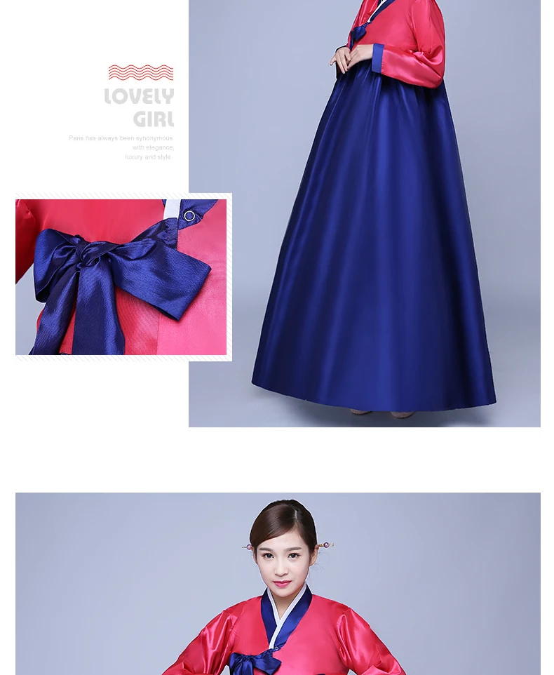 Многоцветный корейский традиционный костюм суд Для женщин сцене платье Корея народном сценического танца Костюмы для производительности