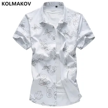 

2019 New Arrival Camisa Masculina Summer Men Shirts Men Clothes Camise Homme Soft Cotton Short Sleeves Shirt Big Size 7XL Dress