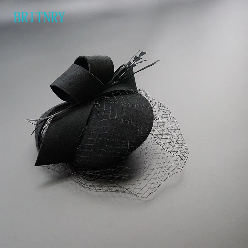 

BRITNRY Hot Sale Black Wedding Hat Vintage Wedding Party Evening Women Birdcage Veil Flower Bridal Hat