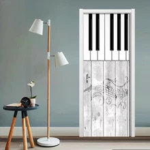 DIY 3D дверь наклейка Скандинавское Фортепиано Музыка фото обои ПВХ водонепроницаемый самоклеящийся плакат Гостиная Спальня дверь Декор Фреска