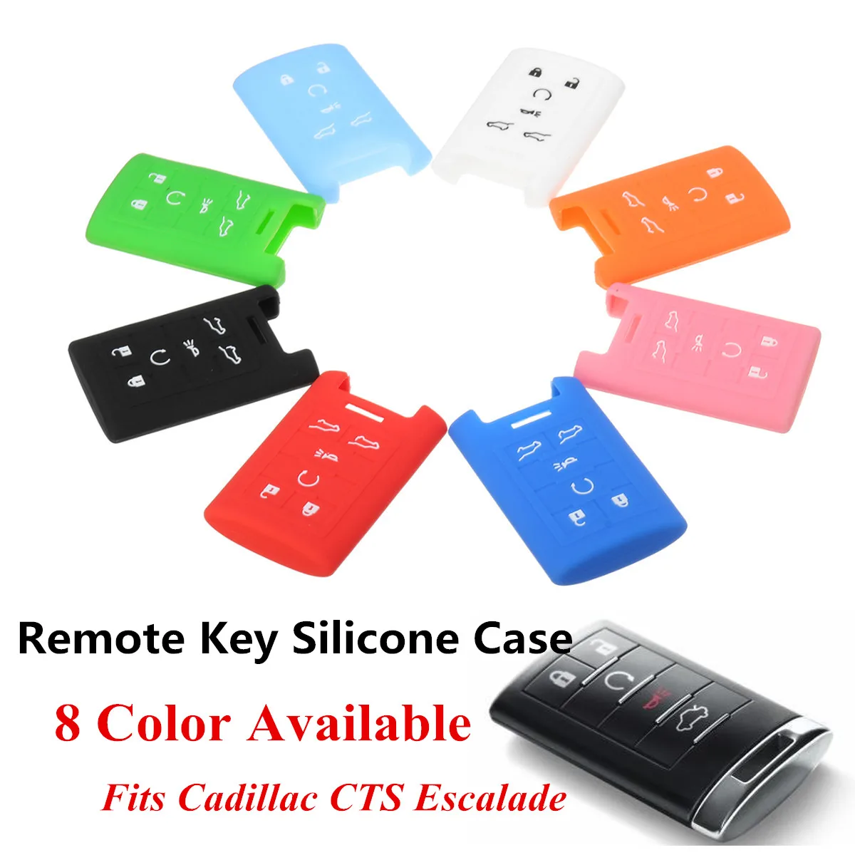 

6 Buttons Silicone Remote Key Case Shell Cover Holder for Cadillac DTS/STS/Escalade/CTS/SRX/XTS/ATS for Chevrolet C7 Corvette