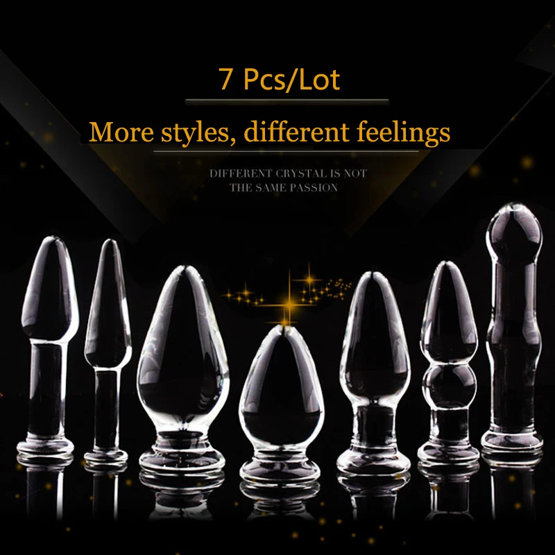  7Pcs/Set Crystal Glass dildo Anal glass dildo Anal Plug Sex toys for women huge big dildos for wome