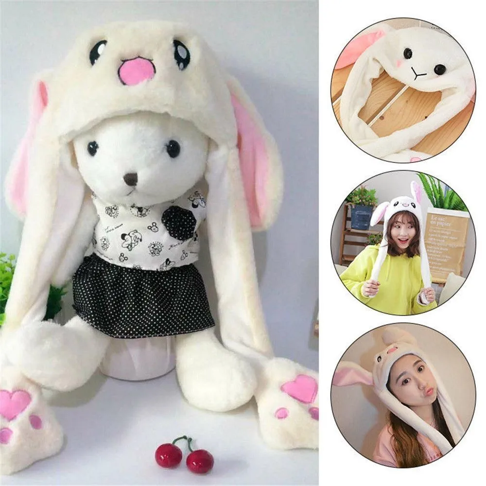 

2019 Merry Christmas Cap Cute Rabbit Ear Hat Can Move Airbag Magnet Cap Plush Gift Dance Toy Gift Hot INS Drop <=487g$$