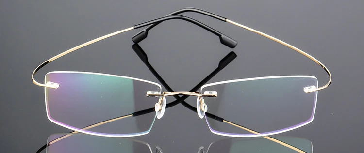 Ретро стиль ультралегкие очки без оправы Сверхлегкий сплав дизайнерские очки по рецепту мужские Оптические очки при близорукости 814