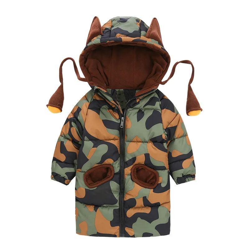 

New Winter Thicken Army Green Warm Boy Child Coat Kids ClothesCamouflage Cotton Coat Children Outerwear Hooded Cotton Jacket1-6Y