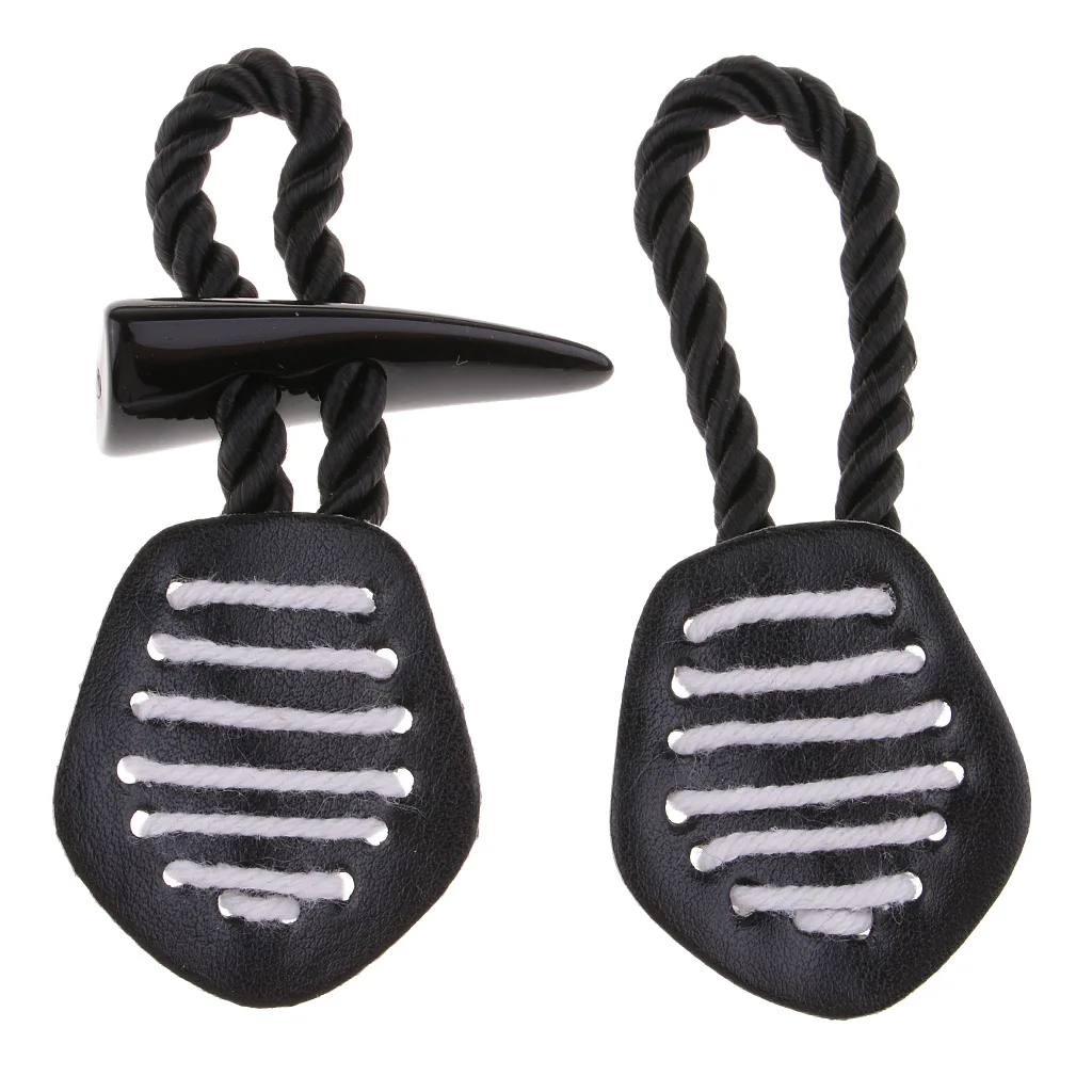1 Pair PU Leather Horn Toggle Button Suitable for Clothes Embellishmnets - Black