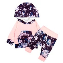 

2018 New Arrivals Casual Cool Baby Girls Blue Floral Print Long Sleeve Pink Hoodies+Long Pants Children Girl Sets Toddler Cloth