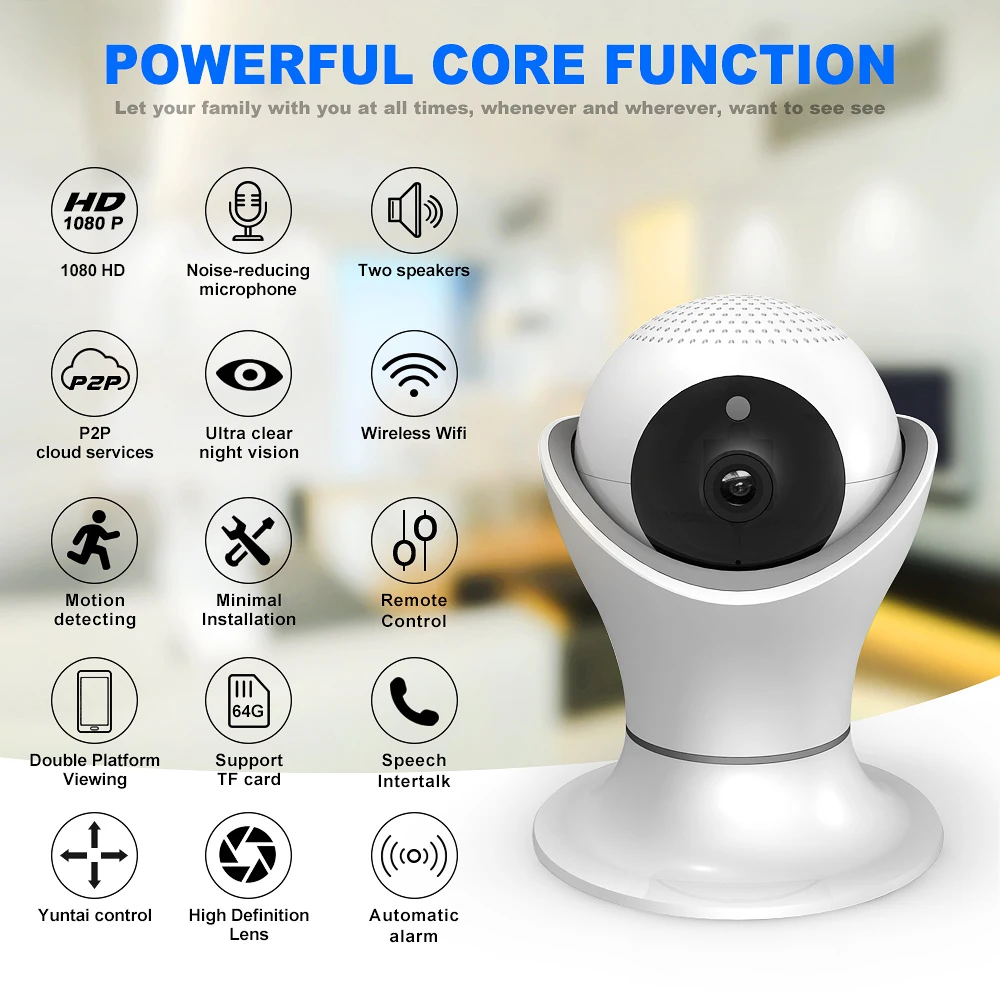 

Two-way Voice Wireless HD 1080P Body Camera Infrared Night Vision Security IP Camera Motion Detection Smart Hometic