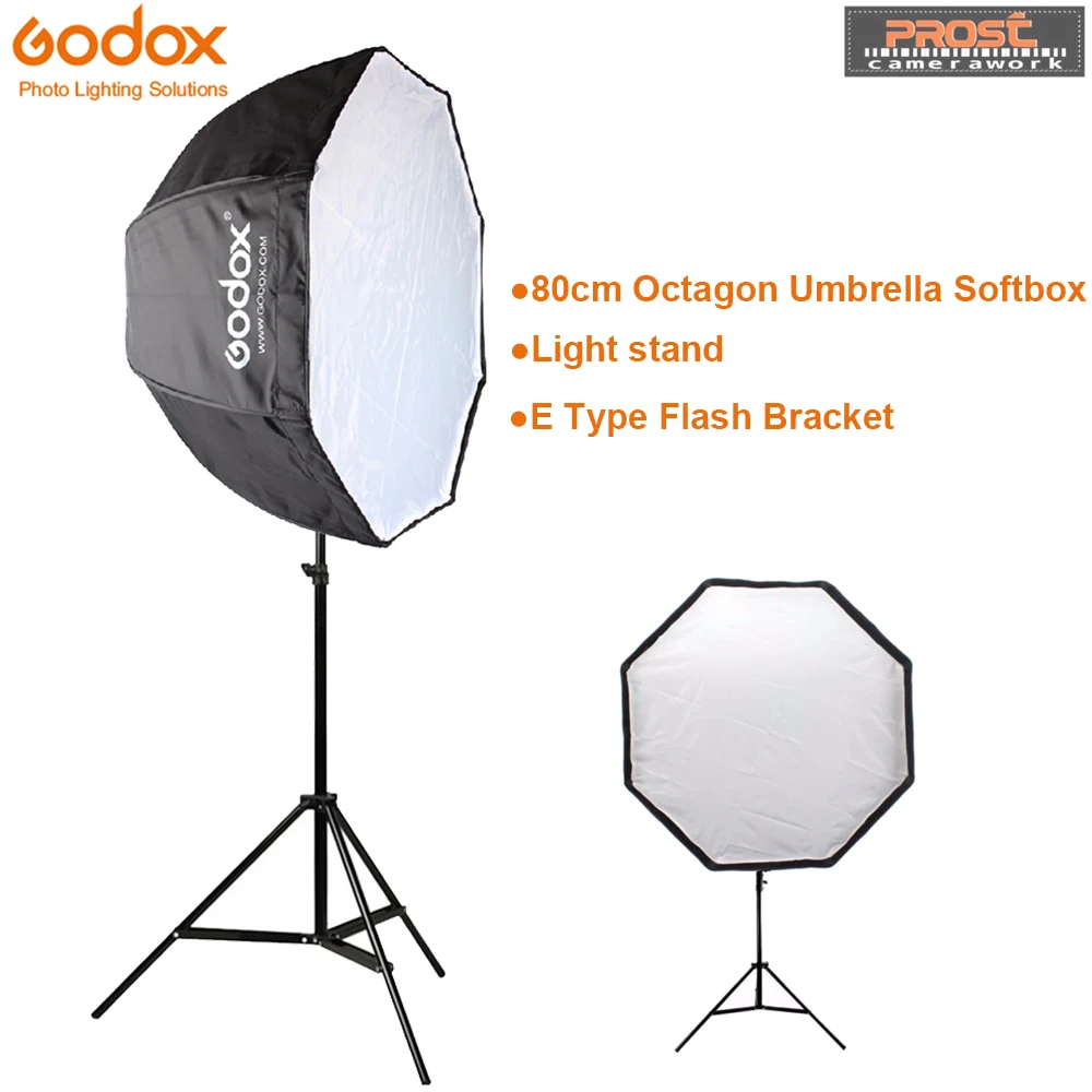 Special Offer for  Godox 80cm octagon umbrella softbox Light stand umbrella Hot shoe bracket kit for Flash Speedlite