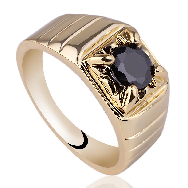 Мужское кольцо с круглым камнем 6 мм R113 Размер 10 11 12 13|blue sapphire|gold platedblack onyx |