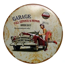 Ретро Автомобиль Моторное Масло Круглый Оловянный знак металлический нерегулярный плакат железная живопись Настенная для гаража паба кофе домашний художественный декор 30 см U-22