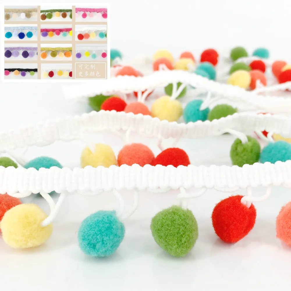

10Yard/Lot Tassel Lace Ribbon Pompom Trim Fabric DIY Sewing Garment Shoes Bag Gift Crafts Hairball Materials Accessory