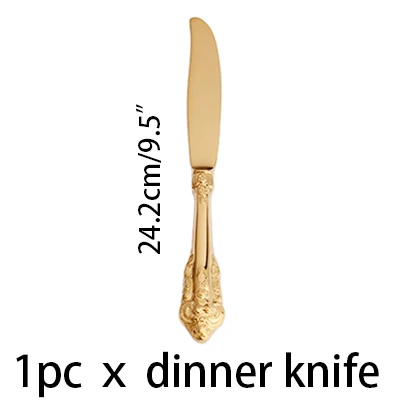 24.2cm Dinner knife Роскошный Золотой столовый набор, 1 шт., винтажные западные Позолоченные столовые приборы, нож из нержавеющей стали, вилка, серебряные столовые приборы, кухонные столовые приборы - Цвет: 24.2cm Dinner knife