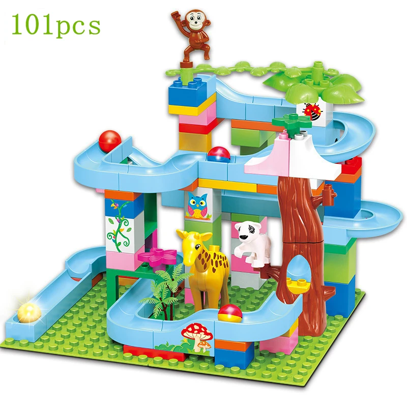 Baby Kids Educational Toy DIY Marble Construction Race Run Building Blocks Compatible with legoed Duplo Bricks Toys for Children Baby Kids Educational Toy DIY Marble Construction Race Run Building Blocks Compatible with legoed Duplo Bricks Toys for Children
