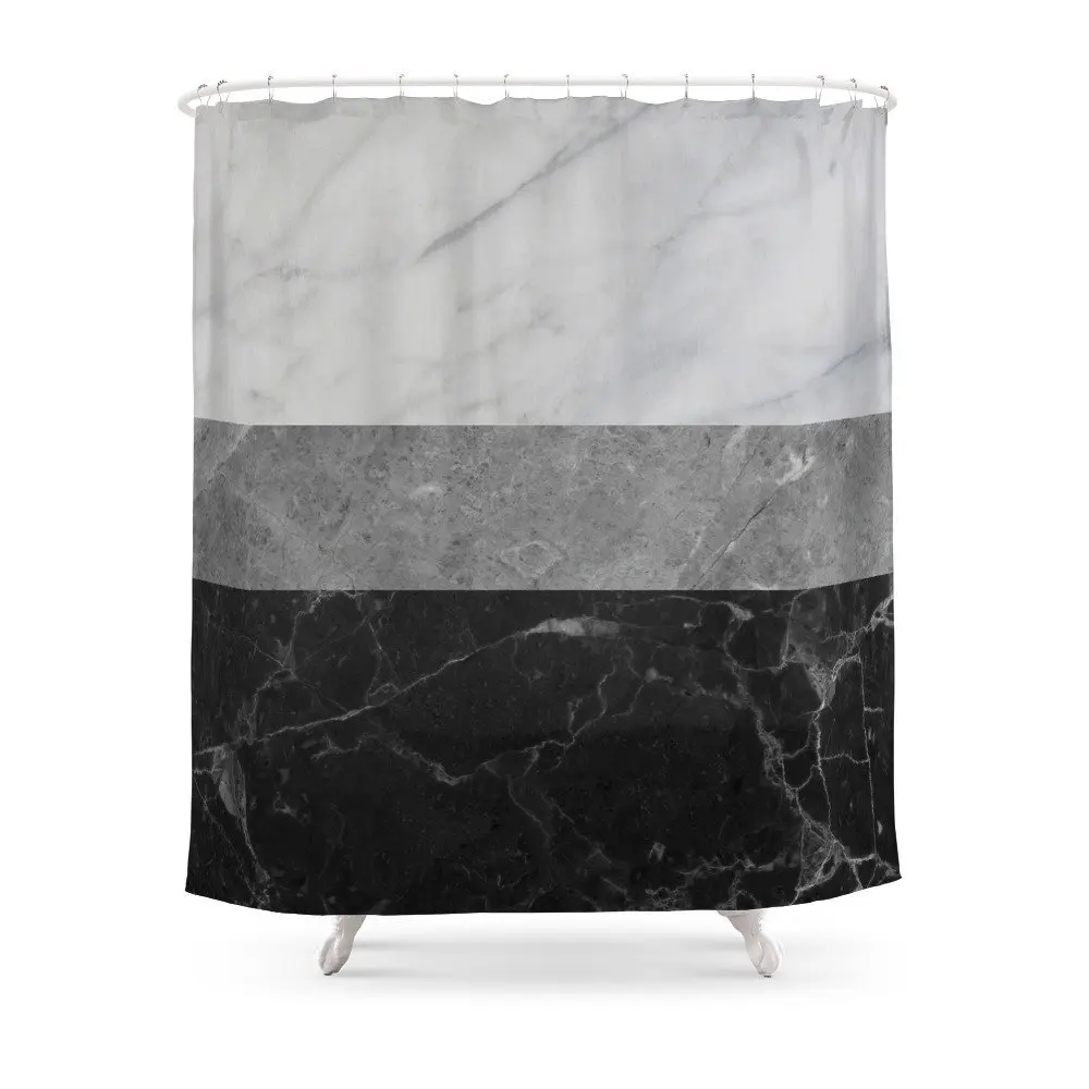 Marble White, Grey, Black Shower Curtain Custom Curtain For Bathroom