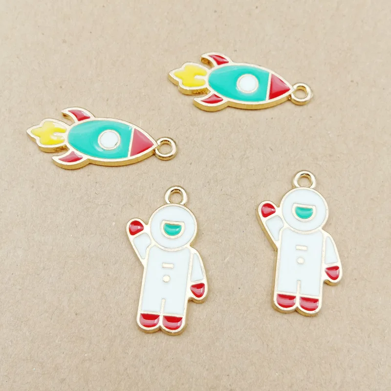 

10pcs enamel rocket charm spaceman charm for jewelry making and crafting fashion earring charms pendants