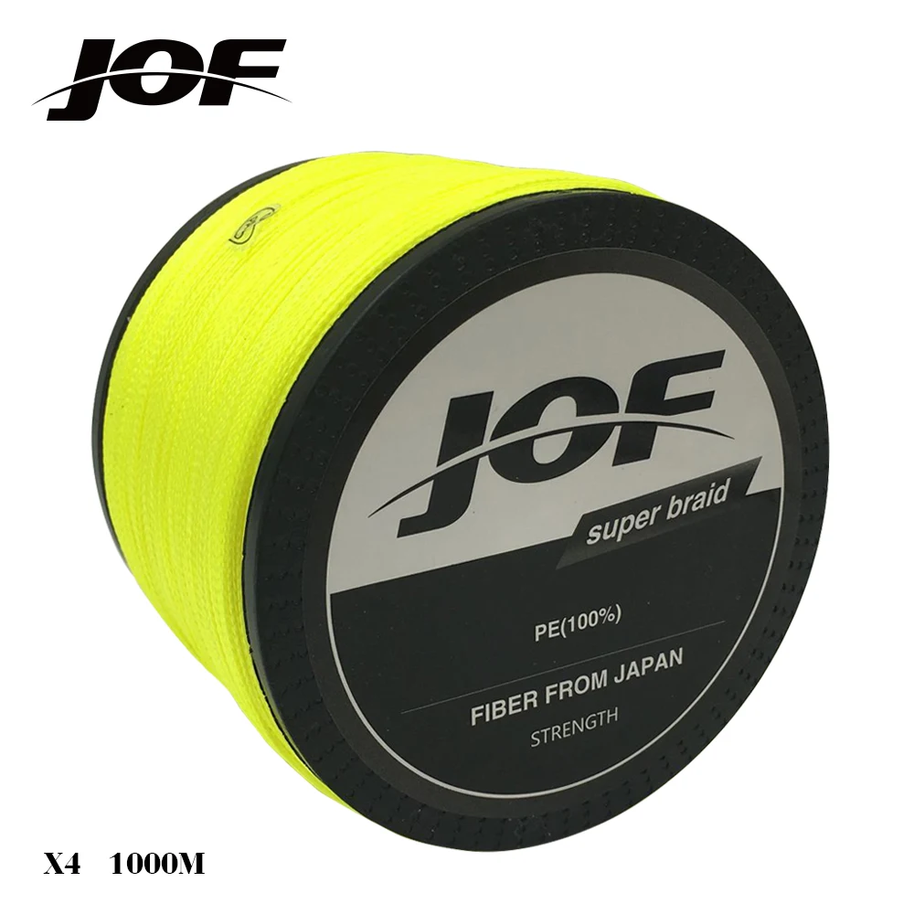 Image JOF 1000m 40LB   100LB PE Multifilament 4 Strands Braid Line Ocean Fishing Super Strong Carp Colorful Braided Fishing Line