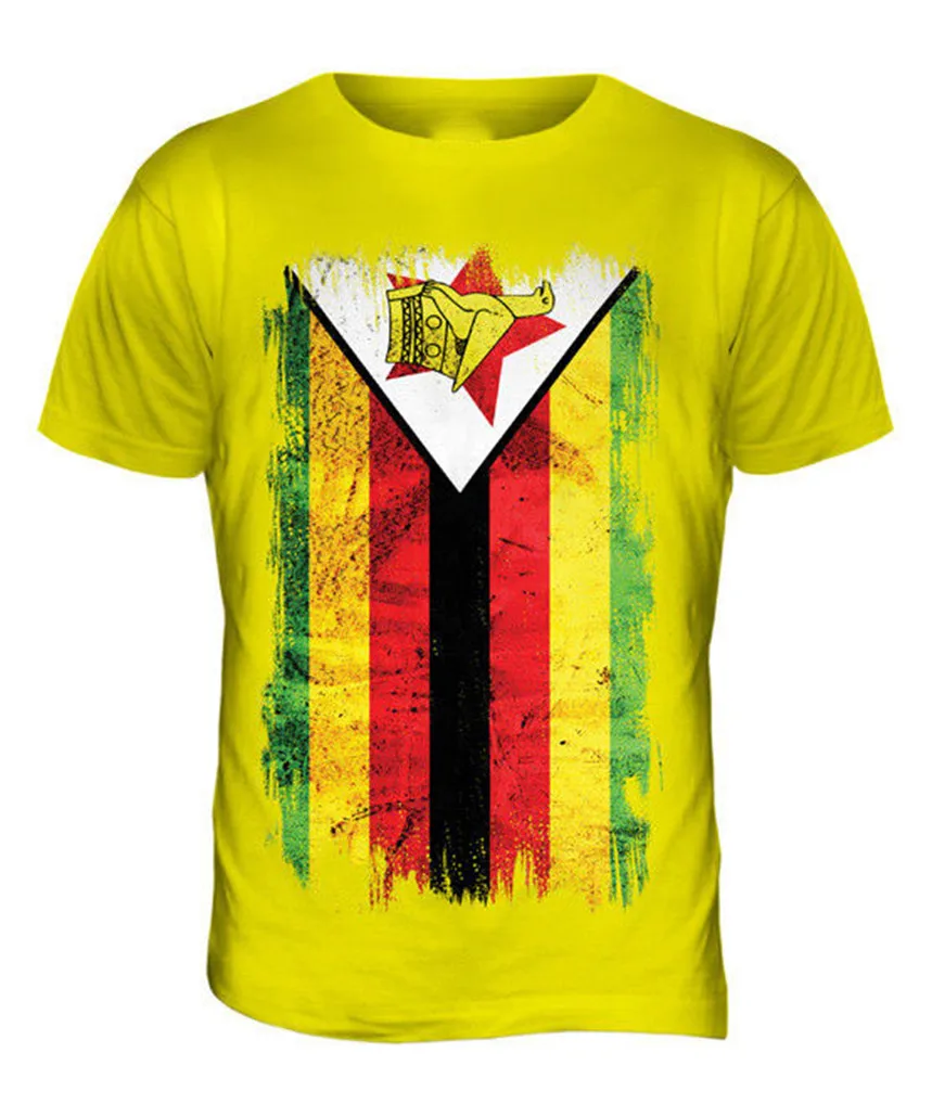 

ZIMBABWE GRUNGE FLAG MENS T-SHIRT TEE TOP ZIMBABWEAN SHIRT FOOTBALL JERSEY GIFT Loose Plus Size Tee Shirt