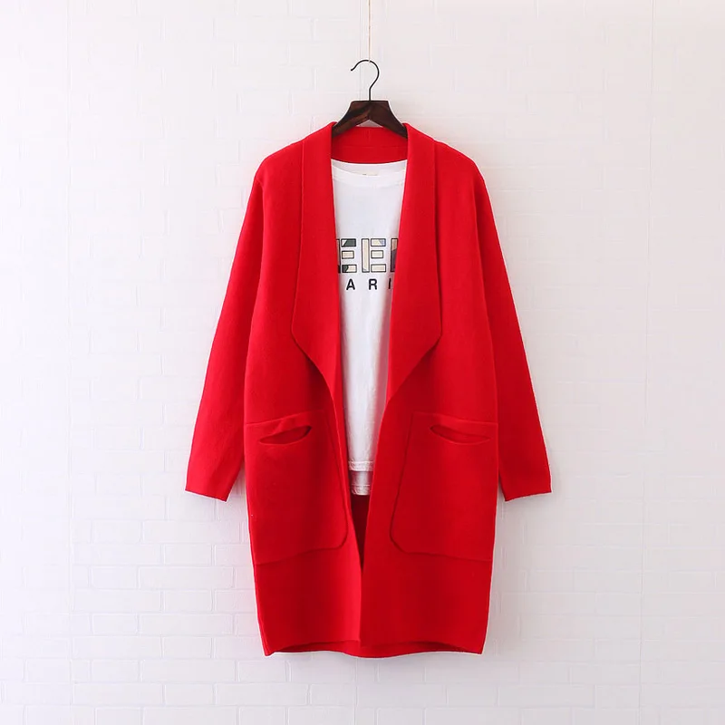 Largo gris Otoño Ol Cardigan Suéter Traje Y Collar Sueltan Suéteres De Sólido verde 2018 Invierno rosado Negro rojo Ropa Mujeres Nuevas TwvTCq
