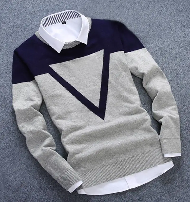 Дизайн, согревающий зимний мужской свитер, модный мужской свитер, Повседневный хлопковый осенний мужской свитер, 3 цвета - Цвет: as show 3