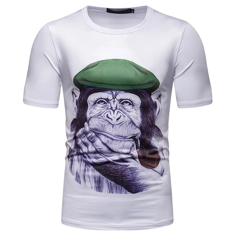 

Men's orangutan head print new short-sleeved T-shirt