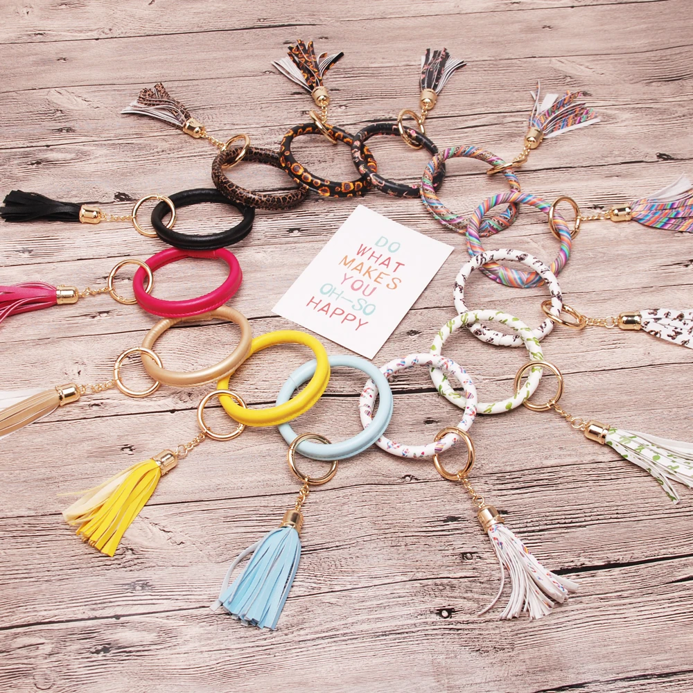 

10pcs lot Tassel Bracelet Keychain Wholesale Blanks Serape Leopard Keychain Clip Cactus Bag Charm Gift DOM1061287
