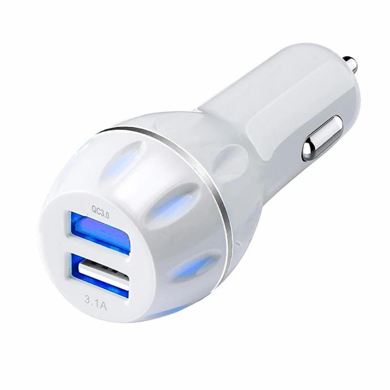 AMEEC Quick Charge QC 3.0 Car Charger Dual USB Car-Charging QC3.0 Fast Auto USB Charger Led Voltage Display 2 Port Auto Charging