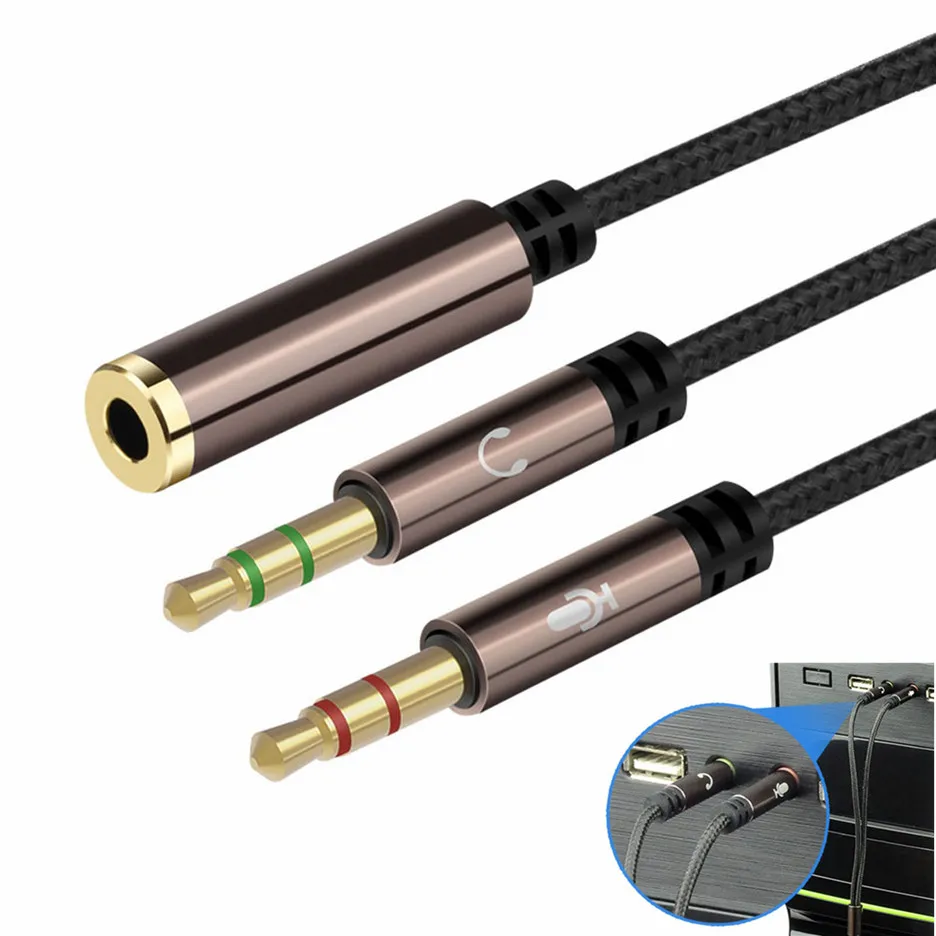 2017 Audio & Video Cables two 3.5mm male jack to one 3.5mm female Dual