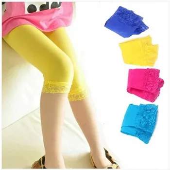 

hot sale Children's candy colored velvet Leggings children lace PANTS LEGGING summer kids clothes 4-12 years