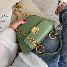 Сумки через плечо из искусственной кожи для женщин зеленые сумки модные цепи сумки через плечо дизайнерские сумки-Хобо женские сумки