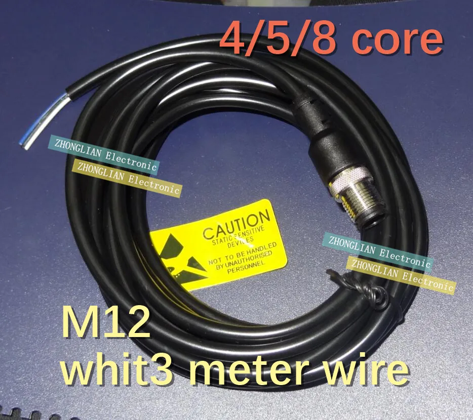 1 шт./лот M12 разъем водонепроницаемый соединительный провод авиационный разъем датчика совместных M12 воздушное соединение 4/5/8 ядро с 3 метровой линией