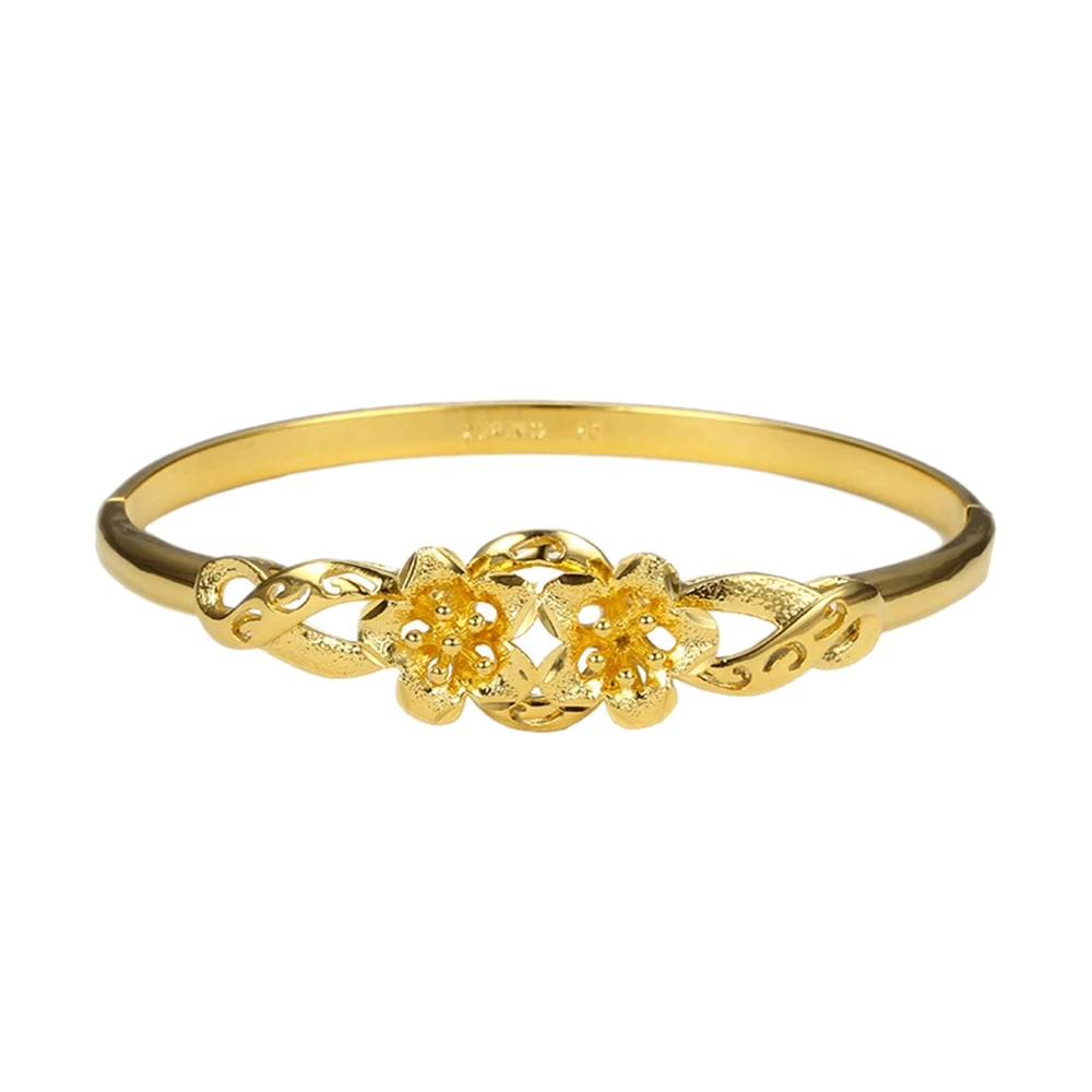 Женский свадебный браслет с цветочным узором желтое золото|bangle bracelet|women banglesbracelet
