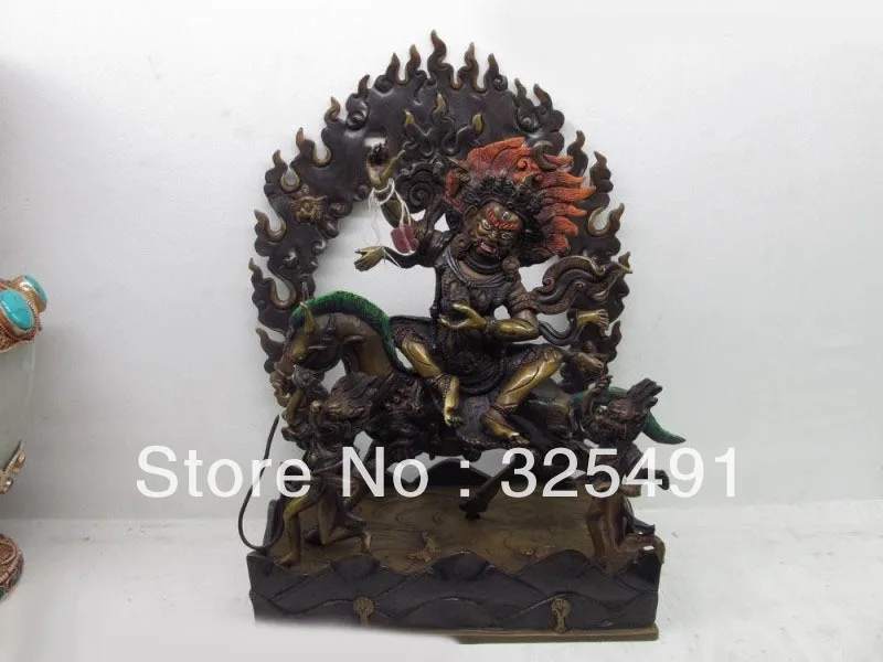 

Tibet Pure Copper Bronze Paldanlhama Acalanatha Dharmapala Riding a horse Buddha z