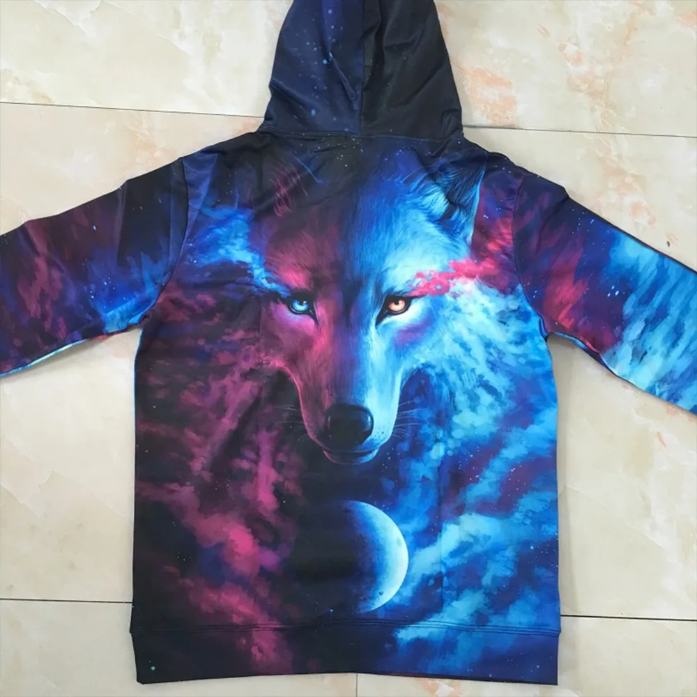  3D Wolf Printed Hoodie Men Women Cool Casual Sweatshirt Spring Autumn Fashionable Pullover Hooded T