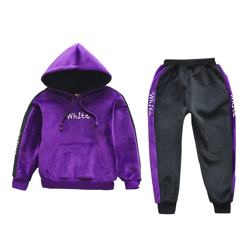 

New Winter Girl Sport Two-Piece Dress Hoodie Letters To Decorate Girl Clothes Warn Kids Clothes For Girl Winter Coat