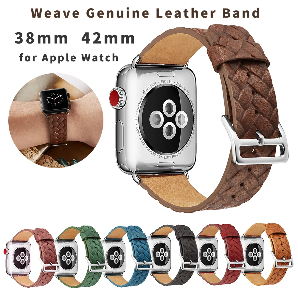 BEAFIRY для Apple Watch Band 38 мм 42 мм Ремешки для наручных часов тканый ремешок из натуральной кожи для iwatch Band 1 2 3 4 серии браслет ремень
