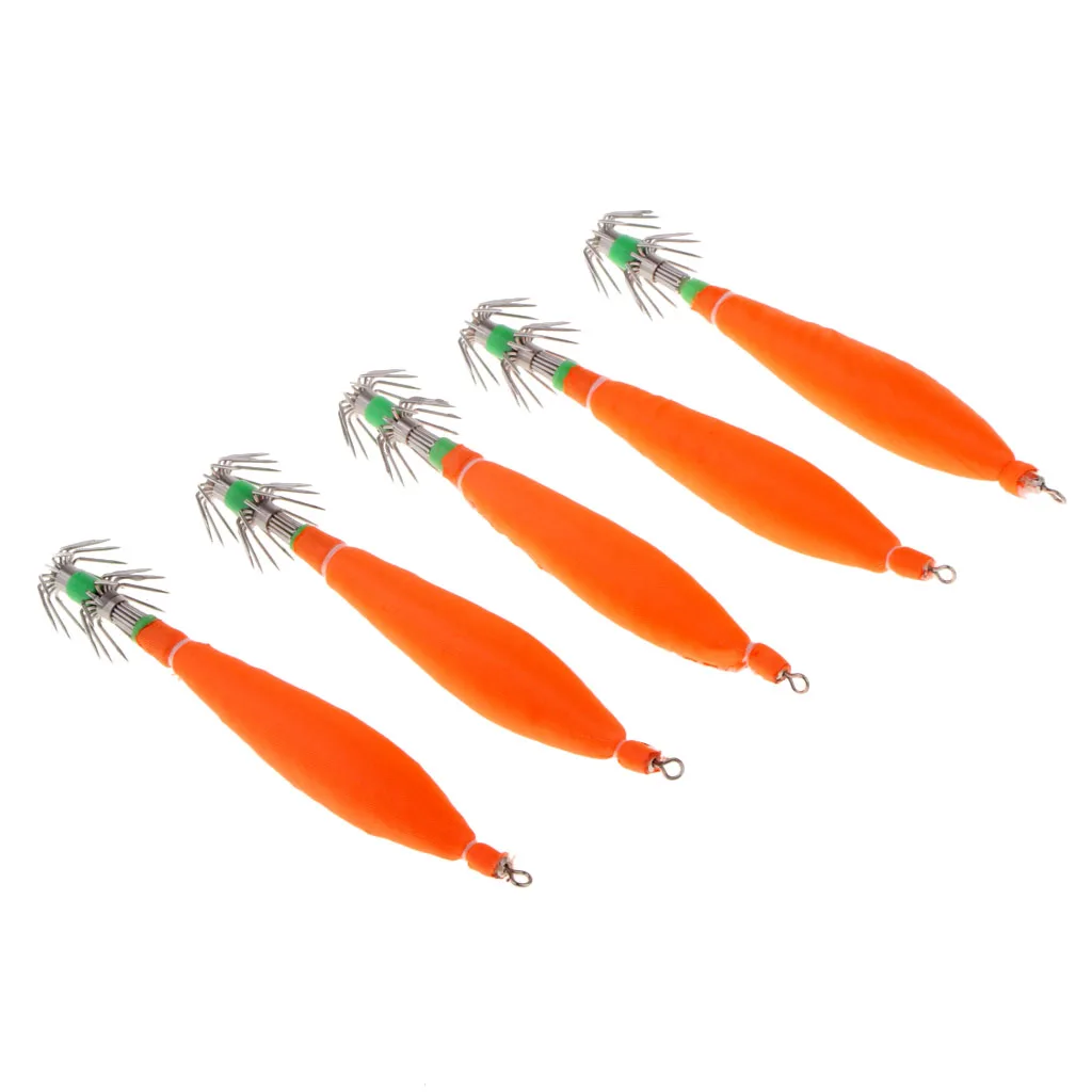 5Pcs 11cm Luminous Dual-layer Split Squid Jig Hooks Durable Octopus Saltwater Fishing Lure Hook Fishing Tackle Tool