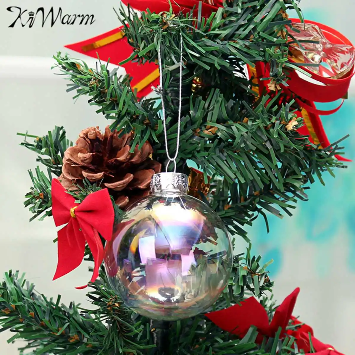 

KiWarm Overvalue 6cm Clear Iridescent Glass Ball Christmas Ornament Wedding Baubles Wedding Festival Paty Home Decor Ornament