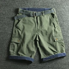 Брюки-карго Повседневное х/Б мужские шорты одноцветное военные Карманы Шорты Для мужчин Уличная Короткие Бермудские острова masculina Для мужчин Костюмы
