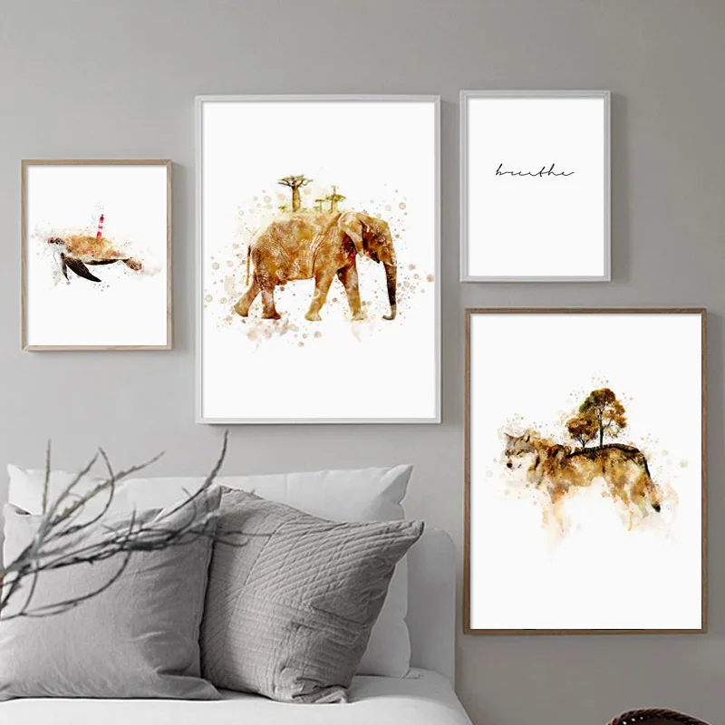 Elephant Wolf Turtle Line Wall Art Canvas Painting Nordic Posters And Prints Wall Pictures For Living Room Home Decor Elephant Wolf Turtle Line Wall Art Canvas Painting Nordic Posters And Prints Wall Pictures For Living Room Home Decor