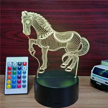 

2019 Horse 3D Light USB Touch Remote Control Dimmable LED Acrylic Creative Night Light Decoration Livingroom Night light for kid