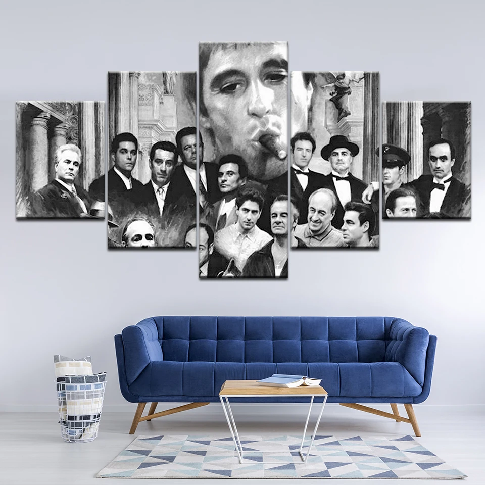 Canvas-Painting-Godfather-Goodfellas-Scarface-Sopranos-5-Pieces-Mural-Art-Painting-Module-Wallpaper-Poster-Print-Home (3)