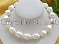 

DD@@@YY++ 17" 18mm WHITE BAROQUE SOUTH SEA SHELL PEARL NECKLACE